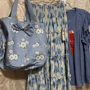 Skye's the Limit Blue and White Tie-Dye Dress